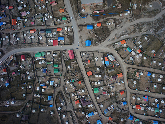 A photo of an Ulaanbaatar neighborhood, taken from a drone.